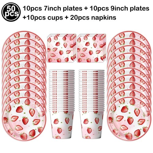 Strawberry party tableware set - strawberry,
