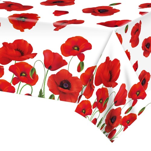 Red poppy flower tablecloth - poppy,